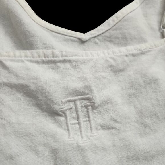 Tommy Hilfiger Linen Blend Summer Midi Dress Medium White Beachy Lightweight - Picture 3 of 9